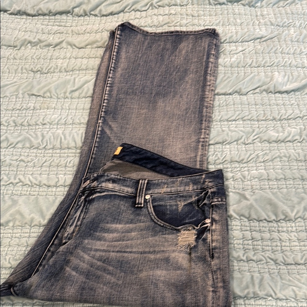 Seven7 Blue Boot Cut Jeans with Distressed Look